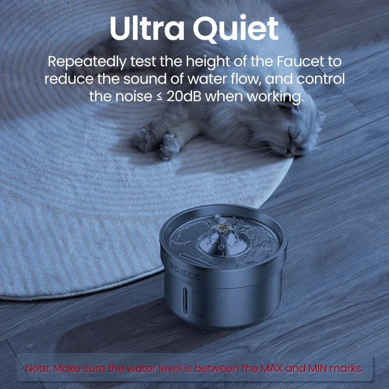 ROJECO Stainless Steel Pet Water Fountain – Smart Dispenser with Pump for Cats & Dogs