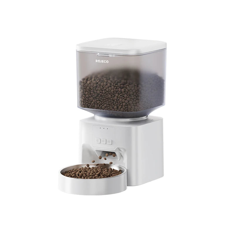 ROJECO 4.5L Auto Pet Feeder – WiFi App, Voice Record, Kibble Dispenser for Cats & Dogs