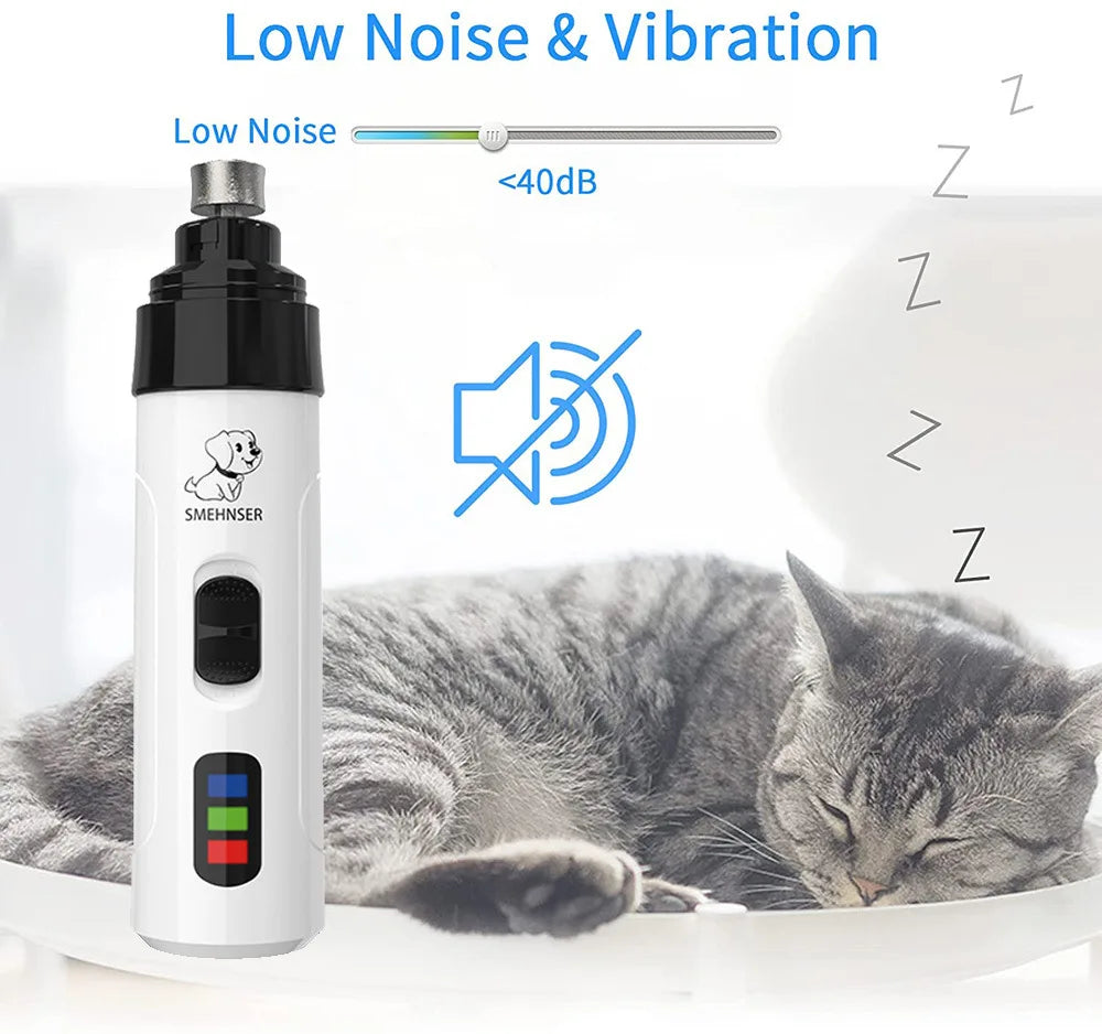 USB Rechargeable Pet Nail Grinder – Quiet & Safe for Cats & Dogs