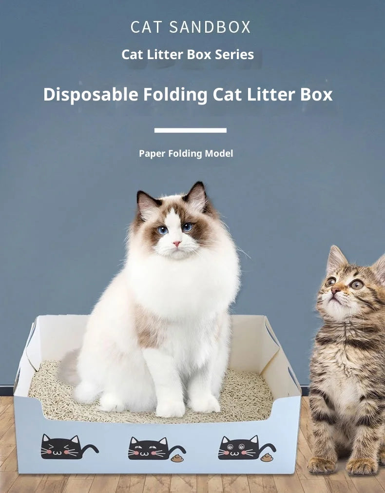 Disposable Cat Litter Box PP Waterproof Box Cat Toilet Special Cat Toilet Oversized Folding Cat Portable Outdoor Temporary Car