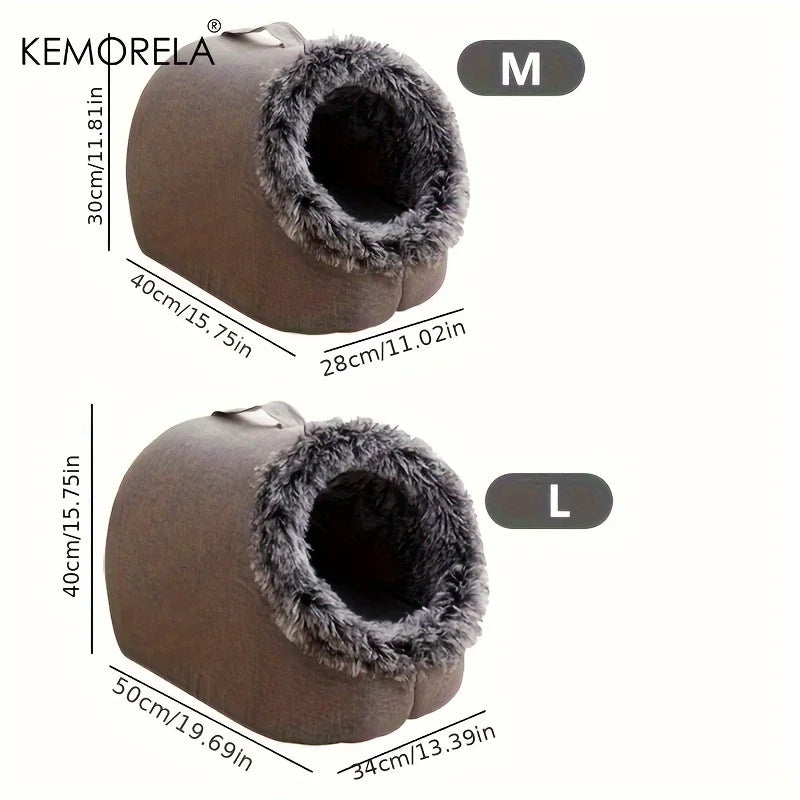 KEMORELA Winter Cat Bed Self-Warming Puppy House Cozy Cat Sleeping Cave Beds Indoor Kitten Nest Kennel Hut for Small Medium Cats