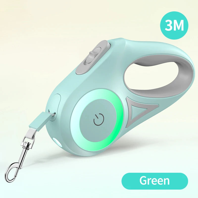 ROJECO Automatic Retractable Dog Leash LED Luminous Leading Fashion Light Straps For Dog Puppy Pet Flexi Walking Running Lead 5m