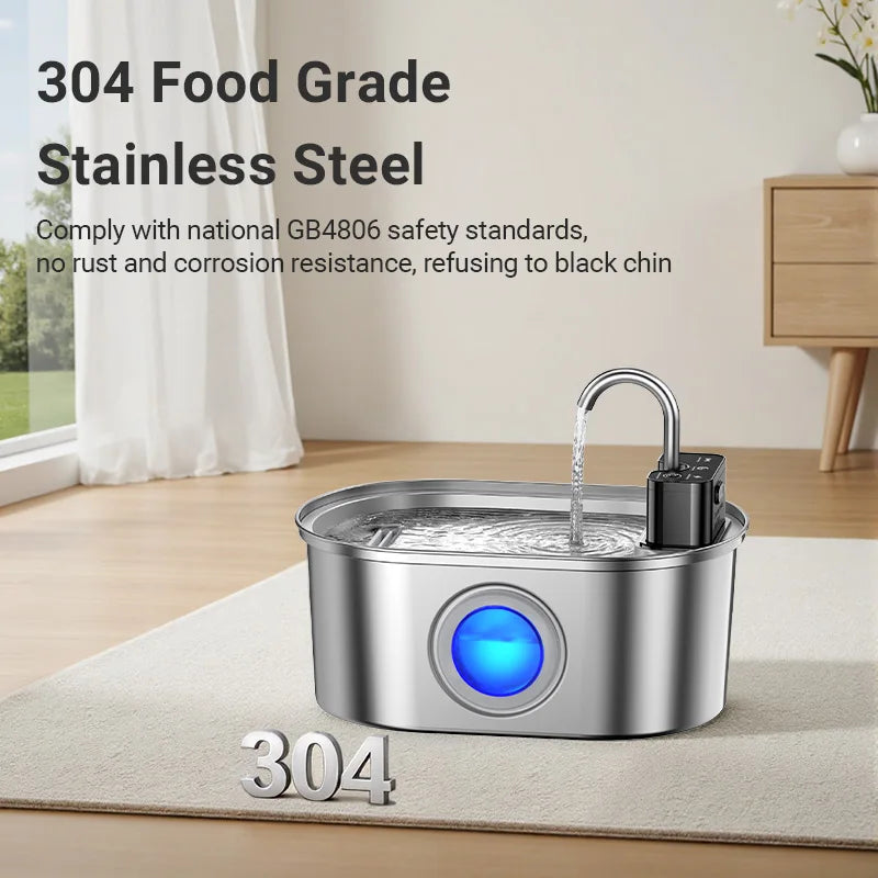 ROJECO 3.2L Stainless Steel Cat Water Fountain – Wireless Sensor, 4000mAh Battery