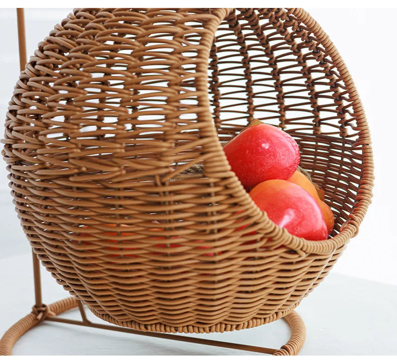 Cat Cage Household Small Family Cat Nest Hanging Basket Imitation Rattan Weaving Hanging Basket Desktop Snack Candy Fruit Basket