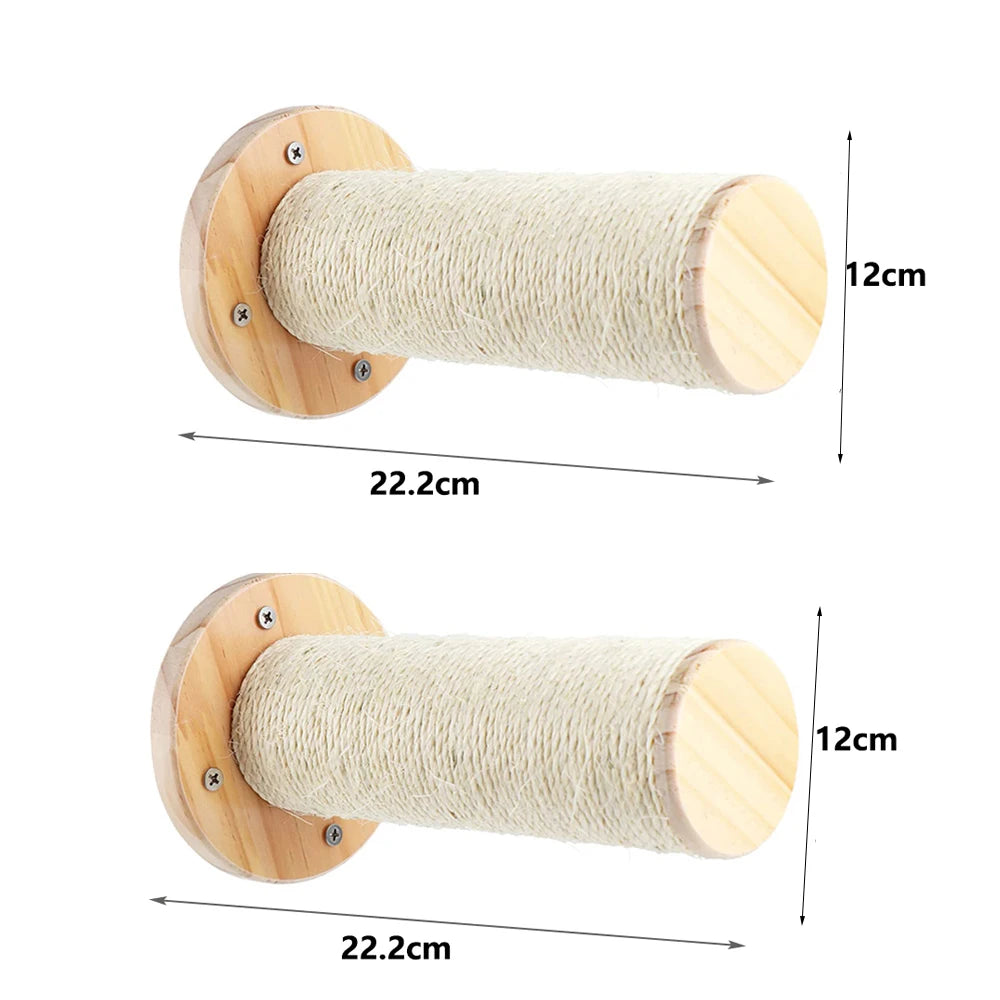 Wall-Mounted Wooden Cat Climbing Shelves with Hammock