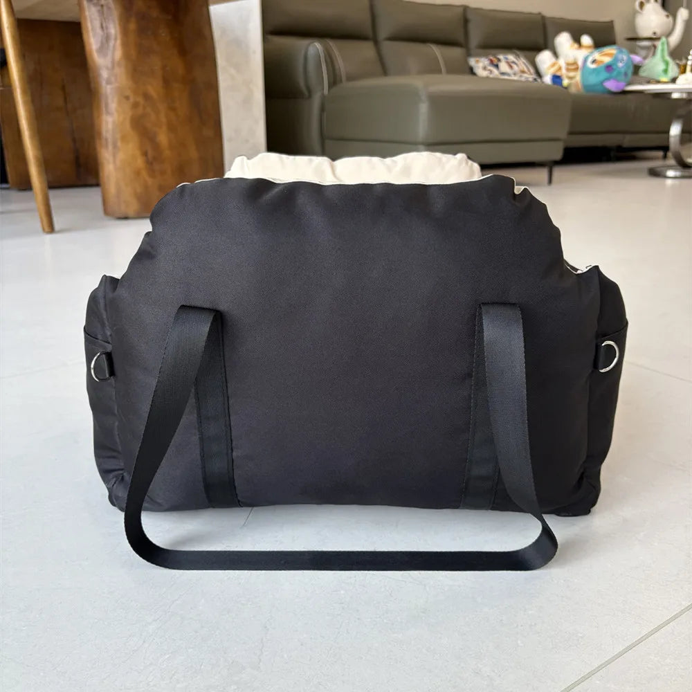 Portable Dog Car Seat Booster Bed with Storage Pockets