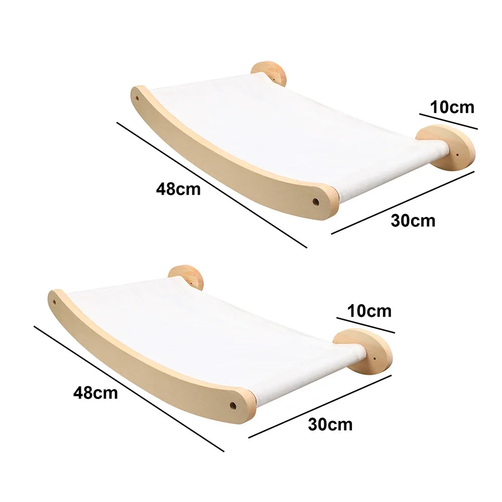 Wall-Mounted Cat Climbing Shelves with Hammock & Steps
