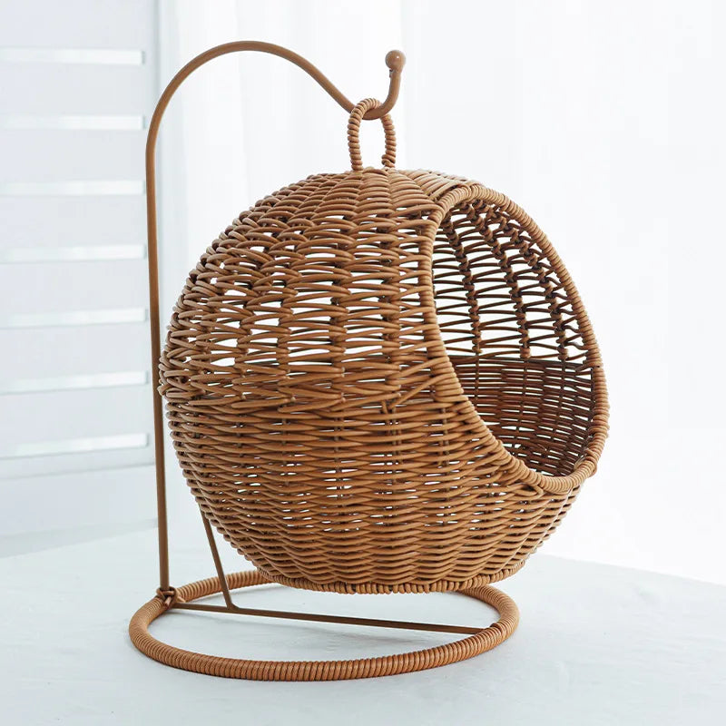 Cat Cage Household Small Family Cat Nest Hanging Basket Imitation Rattan Weaving Hanging Basket Desktop Snack Candy Fruit Basket