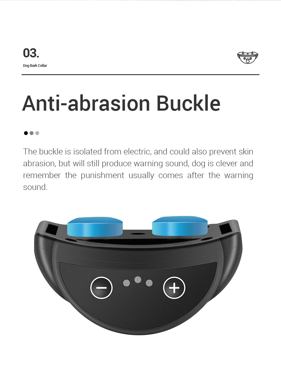 ROJECO Electric Dog Anti Bark Shock Collar Rechargeable Dogs Training Bark Control Collars For Pet Automatic Dog Barking Stopper