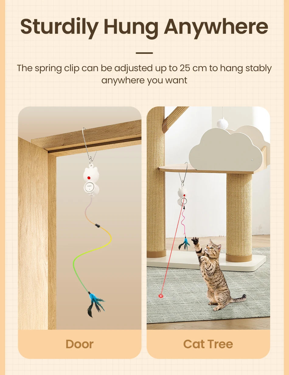 2-in-1 Auto Cat Toy – Laser & Retractable Feather Wand