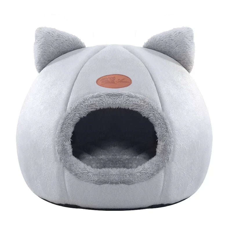 Cozy Winter Cat Cave Bed – Deep Sleep Comfort Nest
