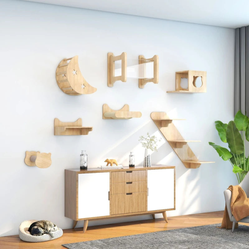 DIY Cat Wall Frame Wooden Cat Climbing Frame Scratching Column Jumping Platform Scratchers Post Wooden Kitten Climbing Frame