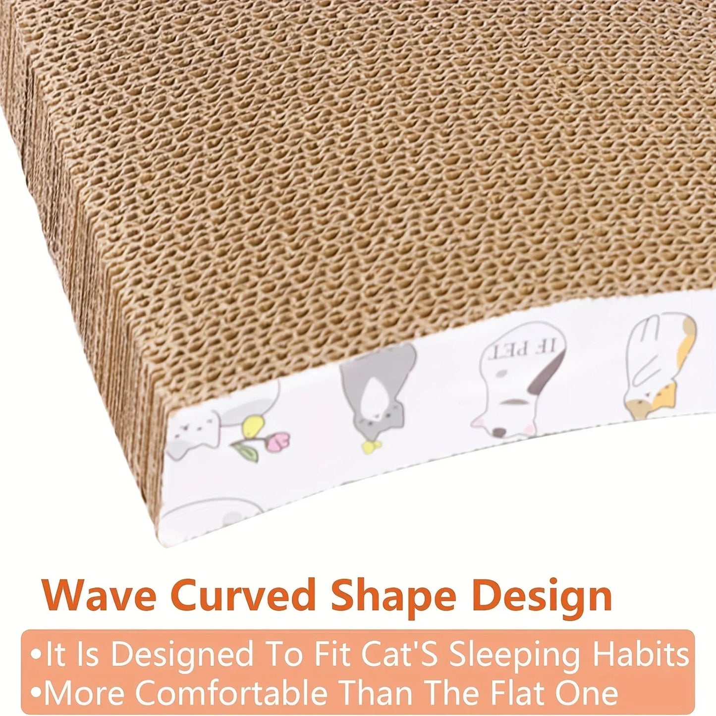 1 pcs Extra-Durable Cat Scratching Pad - Thick, Non-Shedding Corrugated Cardboard with Wave Design for Indoor Cats