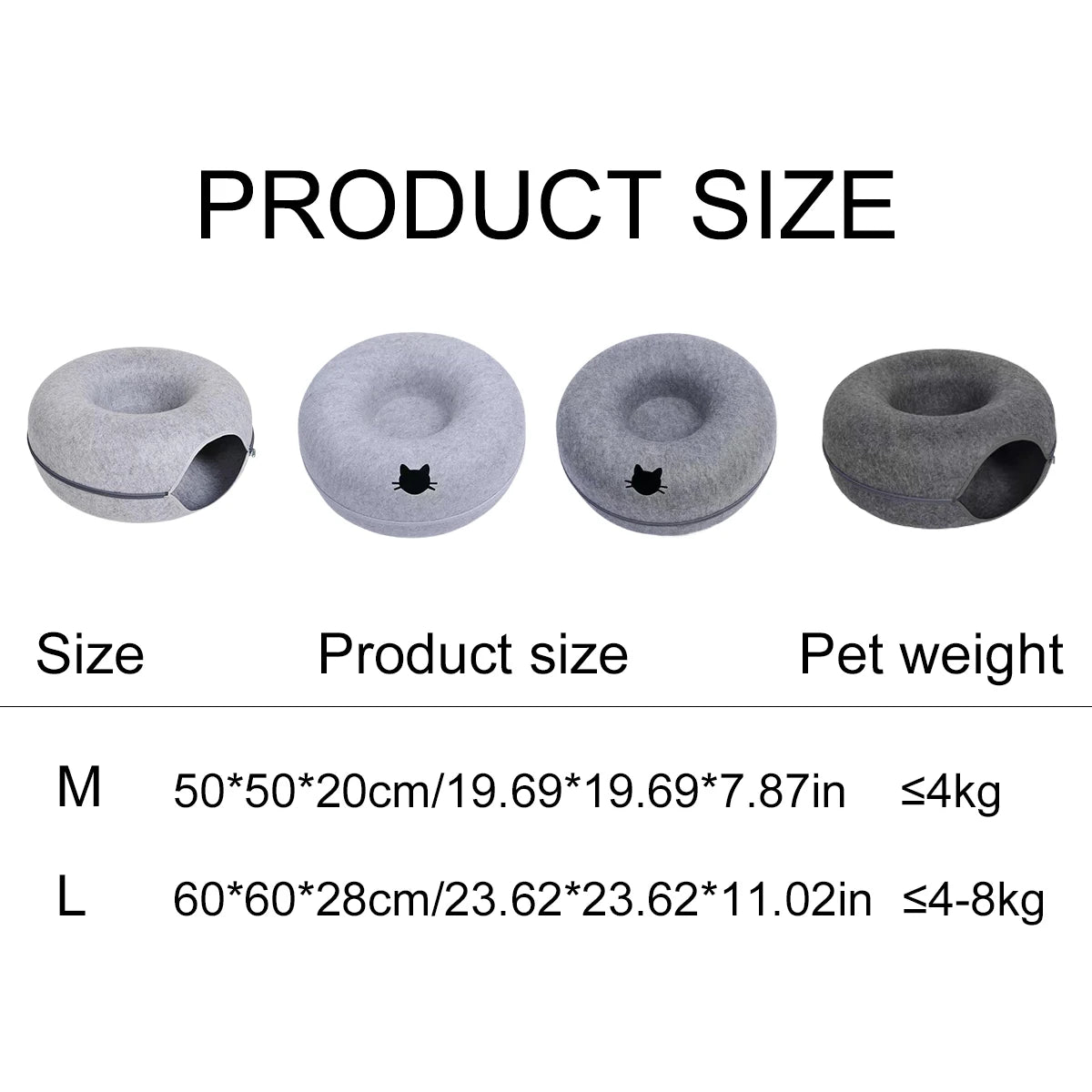 Round Felt Cat Tunnel Donut Bed with Scratcher