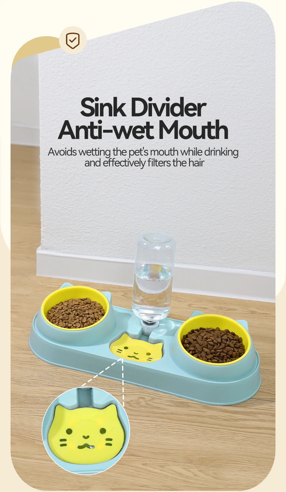 ROJECO 3-in-1 Pet Bowl Set – Auto Water Refill, Dual Feeding Bowls, Dry & Wet Separation