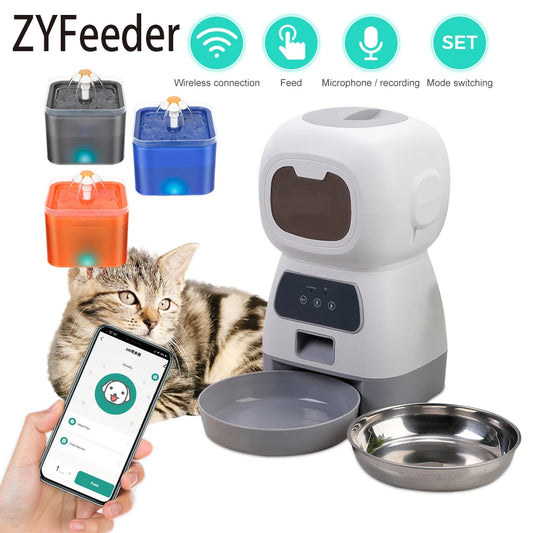 3.5L Auto Pet Feeder & 2L Water Fountain – WiFi App, Timed Food & Drink Dispenser
