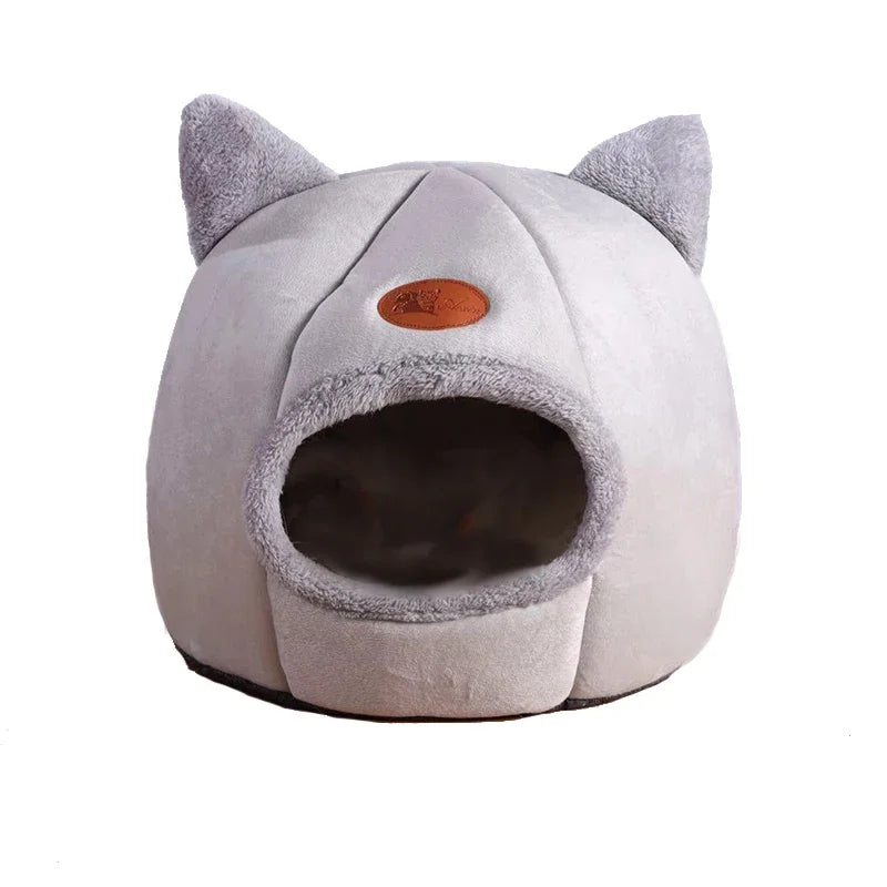 Cozy Winter Cat Cave Bed – Deep Sleep Comfort Nest