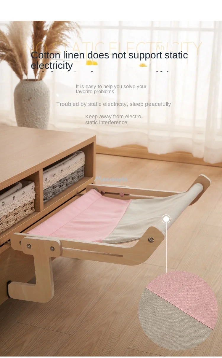 Cat Window Perch Wooden Assembly Hanging Bed Pet Mat  Cozy Sunny Seat Window Mounted Cats Hammock Aerial Pet Shelf Nest Beds