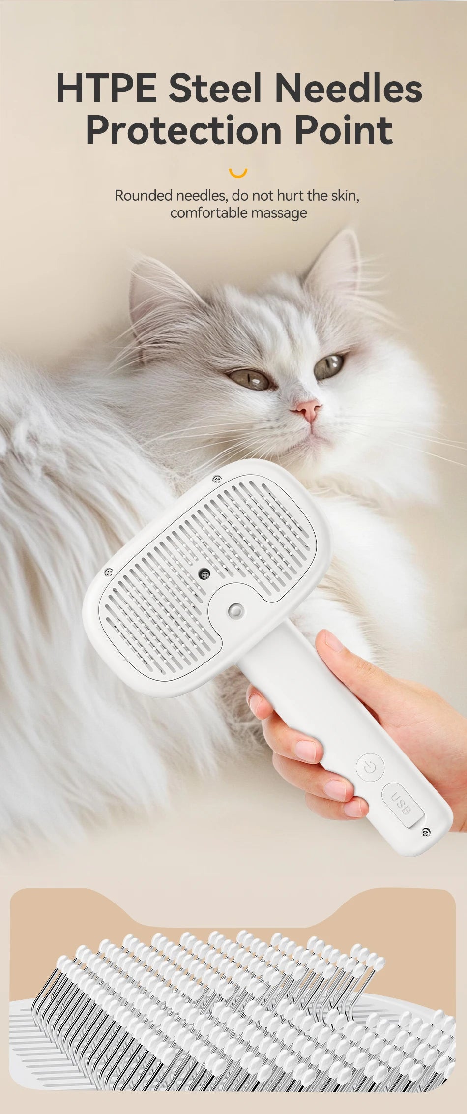 Electric Spray Pet Grooming Brush – Water Mist, Hair Removal