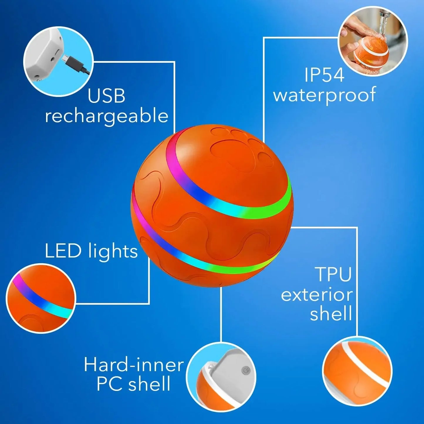 Remote Control Interactive Pet Ball – Waterproof, Flashing