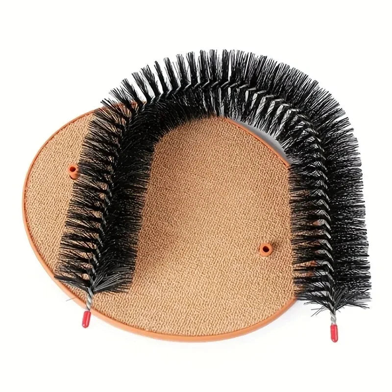 Cat Toy Arch Self Grooming Pamper Feline with Massage Grooming Rubbing Brush and Scratching Pad Interactive Toys for Cats