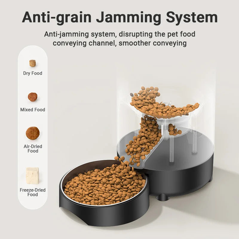 ROJECO 2L Auto Cat Feeder – WiFi App, Voice Recorder, Timed Kibble Dispenser