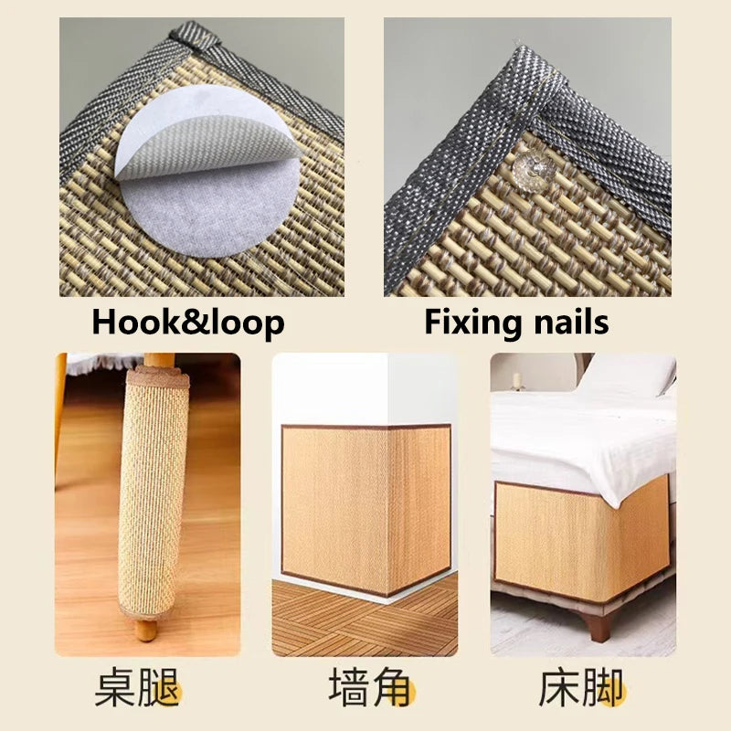 Cat Scraper bamboo mat Cat Training Scratch Pad Table Leg Cat Scratcher Furniture Protection Mat Sofa Protector Scratch Carpet
