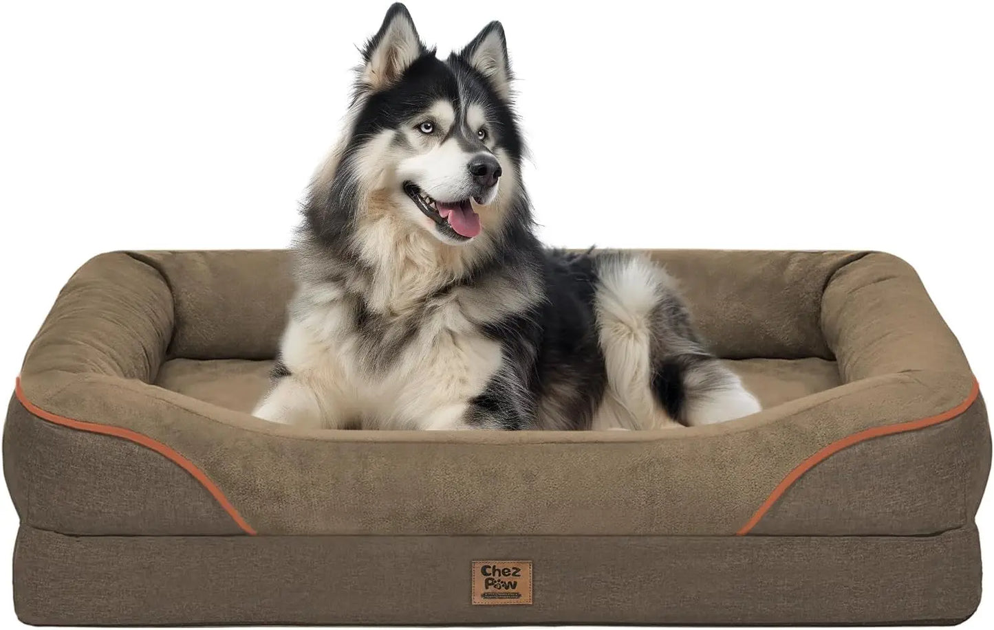 Orthopedic Large Dog Bed with Removable Waterproof Cover, Supportive Foam for Big Dogs, Bolster