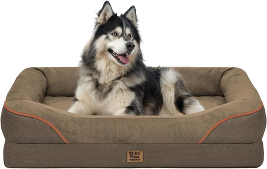 Orthopedic Large Dog Bed with Removable Waterproof Cover, Supportive Foam for Big Dogs, Bolster
