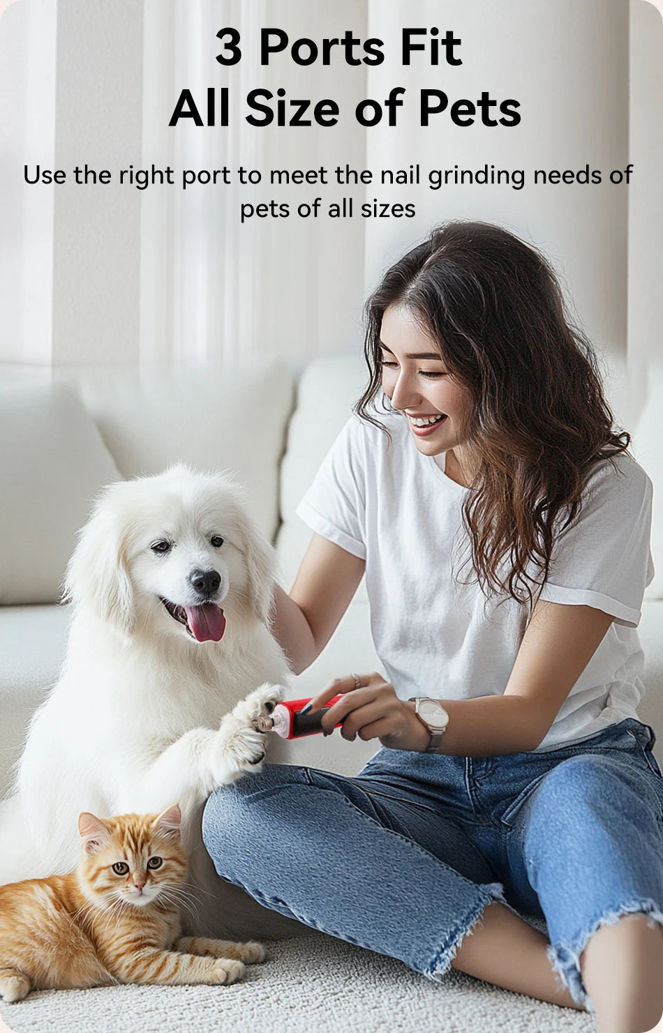 ROJECO Electric Pet Nail Grinder – Rechargeable, LED Light, 7-Speed for Cats & Dogs