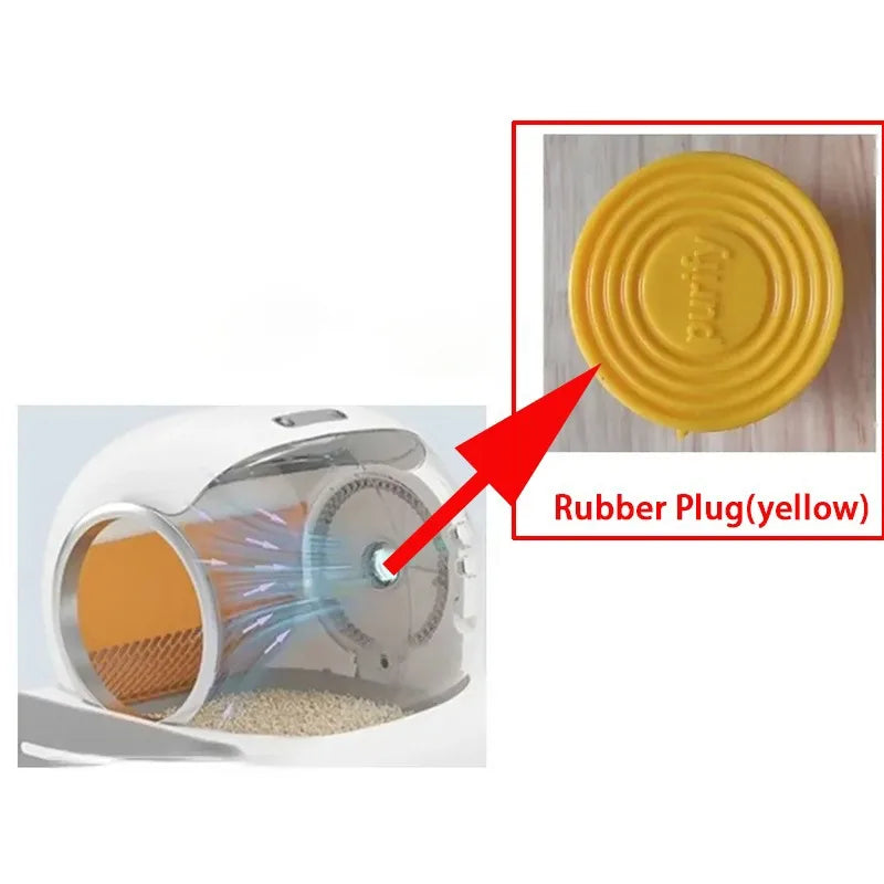 Waggy Tail smart cat litter box replacement accessories including pad, bin, door, filter, and other parts.