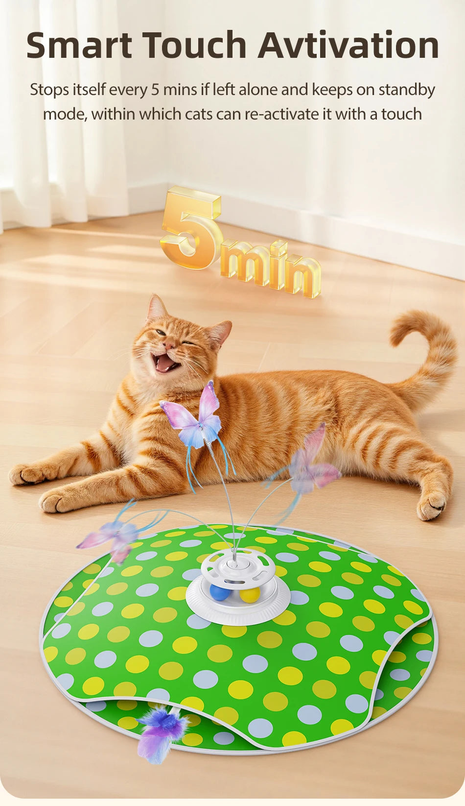 3-in-1 Hide & Seek Cat Toy – Feather, Butterfly & Track Balls